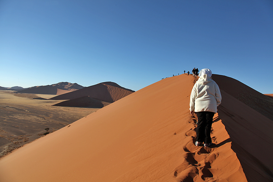 Uczestnik na pustynii w Namibii