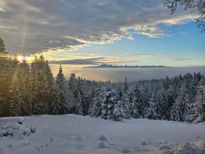 Wschód słońca ze schroniska w Gorcach (fot. Estera Motyl)